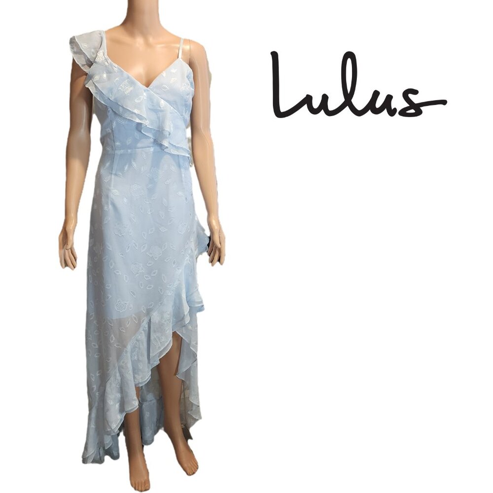 Lulu's Blue High Low Sundress One Shoulder